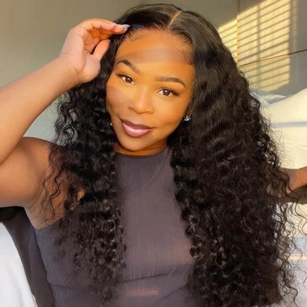 Donors Burmese Curly  Raw Hair 4x4 Transparent Lace Closure Wig