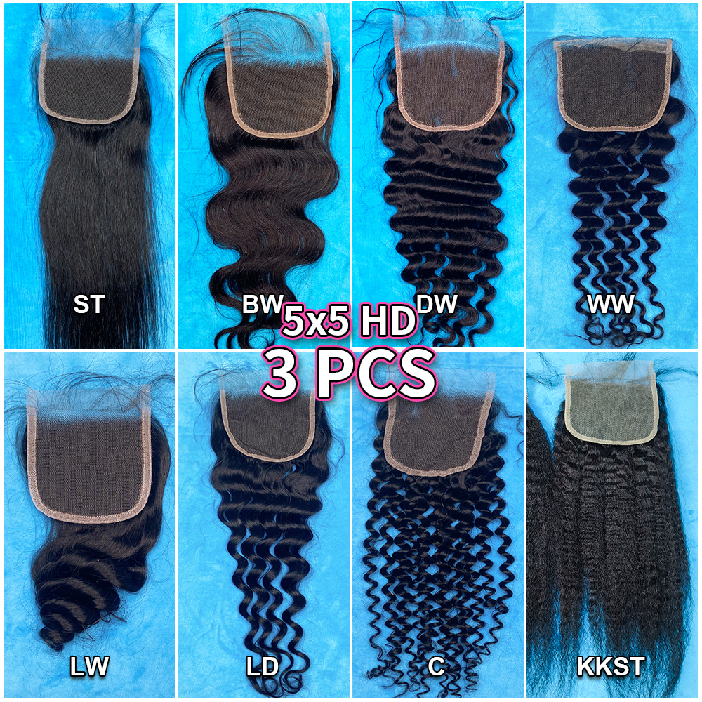 Donors High Quality Mink Hair 5x5 HD Lace Closure 3 Pcs Deal Free Shipping