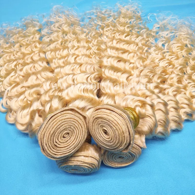 Donors Hair Color 613 Blonde 4 Bundles Deep Wave Virgin Hair Weave