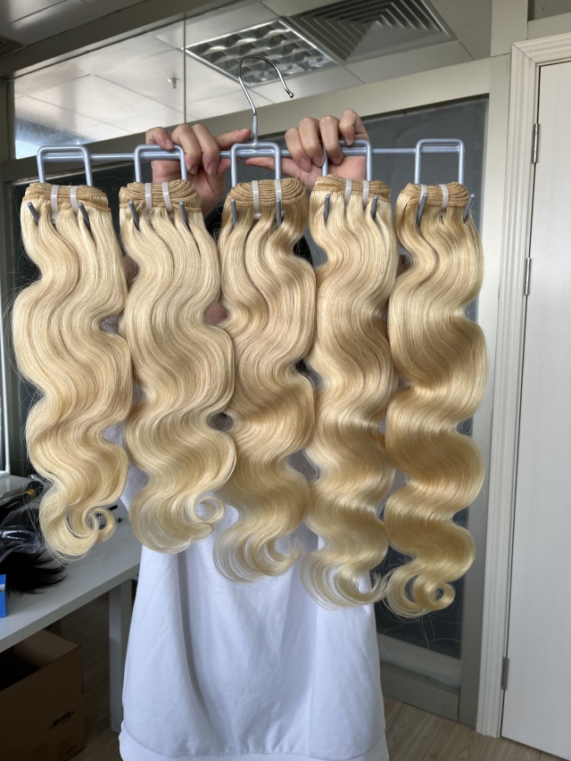 Donors Hair Body Wave 613 Blonde Human Hair Weave 4PCS