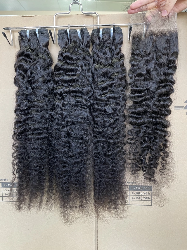 Donors Best Indian Curly Raw Hair with 4x4 Transparent Lace Closure