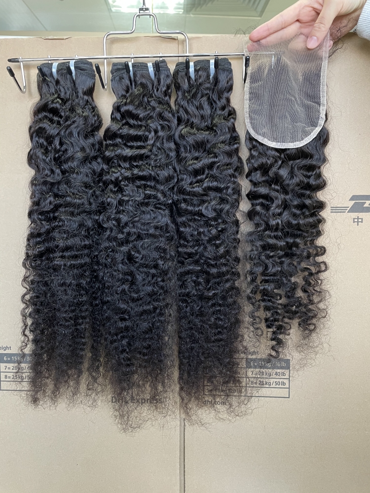 Donors Best Indian Curly Raw Hair with 4x4 Transparent Lace Closure