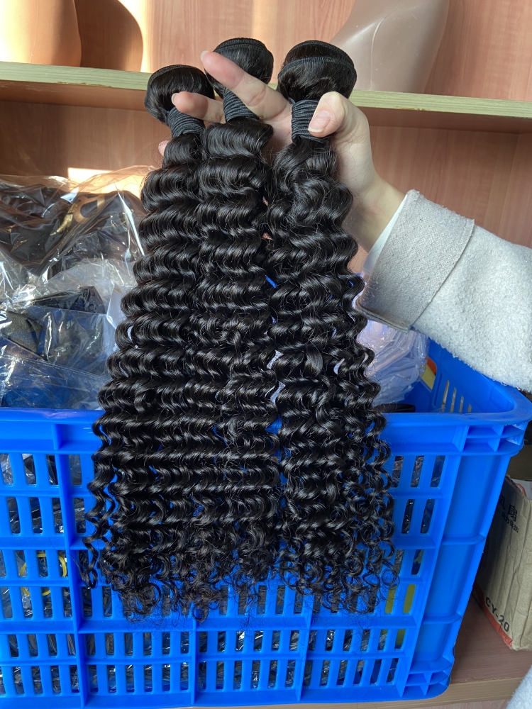 Donors Mink Hair Deep Wave 3 Bundles With 5x5 Transparent Lace Closure