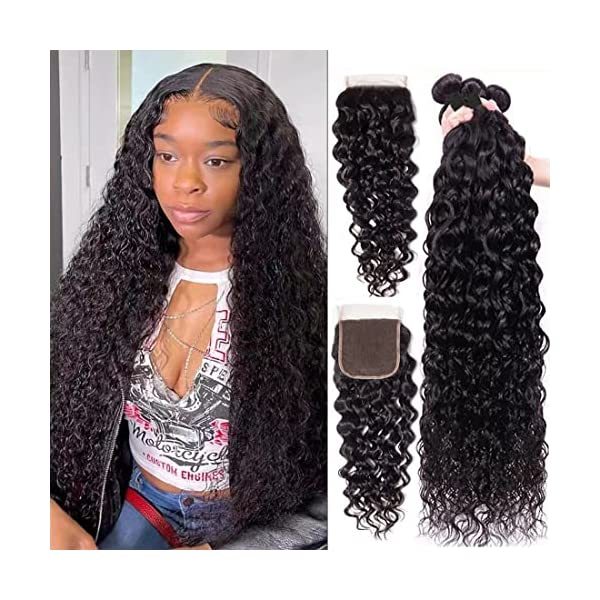 Donors Water Wave 5x5 HD Lace Closure With 3 Bundles Mink Human Hair Weave