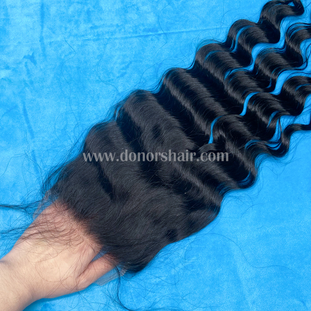 Donors Loose Deep Mink Virgin Hair Weave 3 Bundles With 5x5 HD Lace Closure