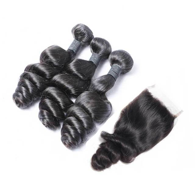 Donors Loose Wave 3 Bundles With 5x5 HD Lace Closure Unprocessed Mink Hair