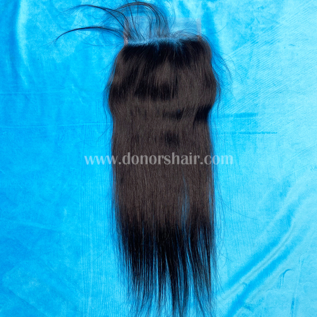 Donors Straight Mink Human Hair 3 Bundles With 5x5 Transparent Closure
