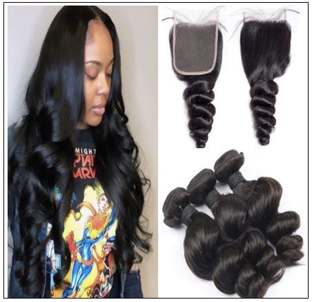 Donors Loose Wave 3 Bundles Hair With 5x5 Transparent Lace Closure Human Mink Hair Extensions