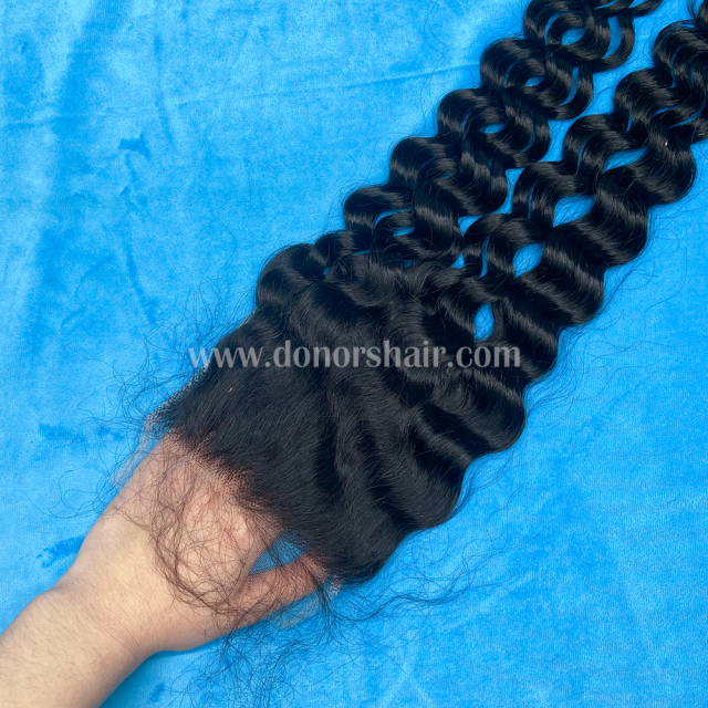 Donors Water Wave 5x5 HD Lace Closure With 3 Bundles Mink Human Hair Weave