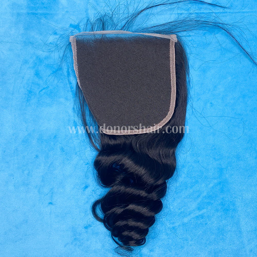 Donors Loose Wave 3 Bundles Hair With 5x5 Transparent Lace Closure Human Mink Hair Extensions