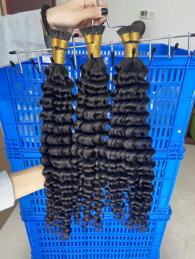 Donors Mink I Tip deep wave Hair Extension 100 roots/pack