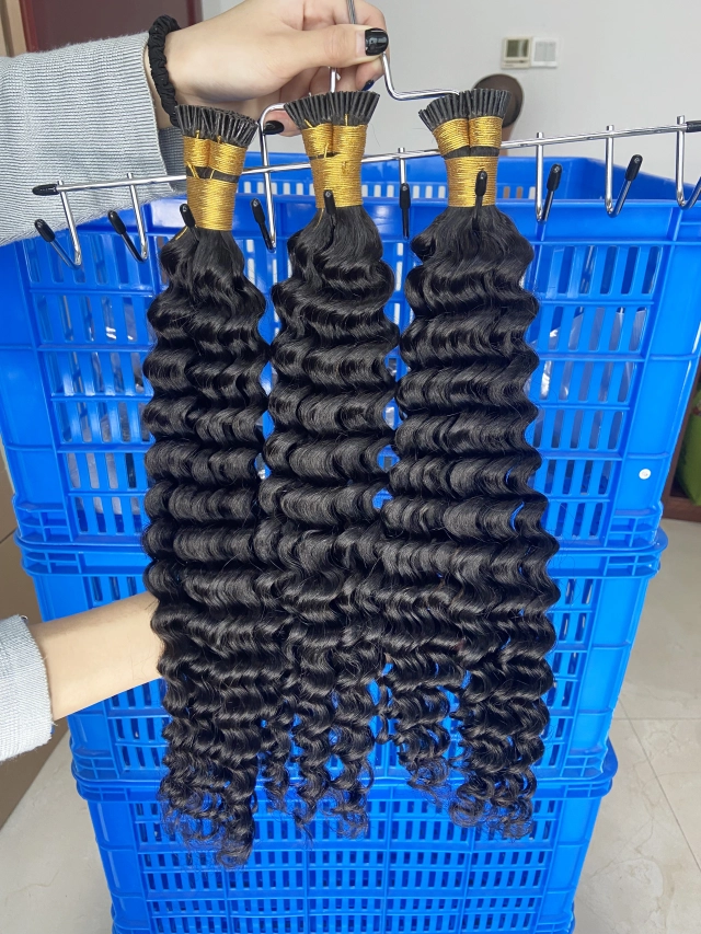 Donors Mink I Tip deep wave Hair Extension 100 roots/pack