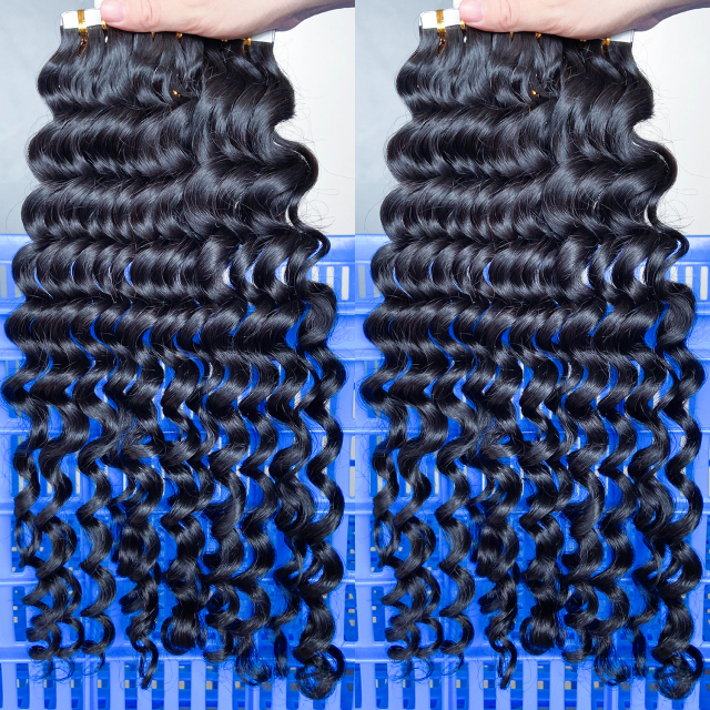 Donors 16"-30" Loose Deep Tape In Mink Human Hair Extensions 20pcs/pack