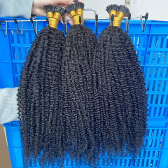 Donors Hair Natural Colour Kinky Curly I Tip Hair Extension 100 Roots/Pack