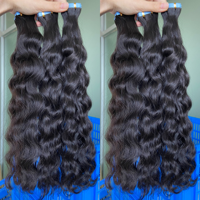 Donors 16"-30" Tape Ins Cambodian Wavy Raw Hair Extension 20pcs/pack