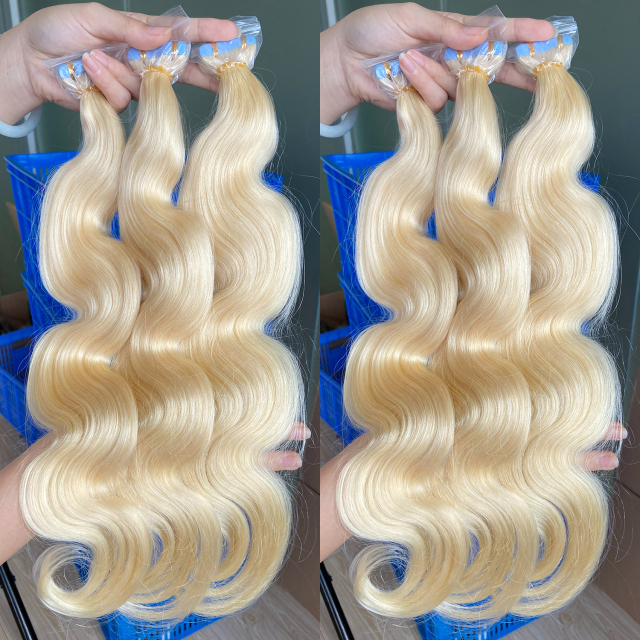 Donors 613 Blonde Color Body Wave Tape Ins Human Hair Extensions