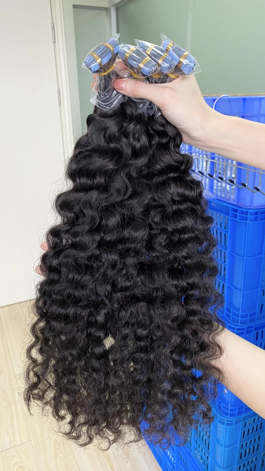 Donors 16"-30" Tape Ins Burmese Curly Raw Hair Extension 20pcs/pack