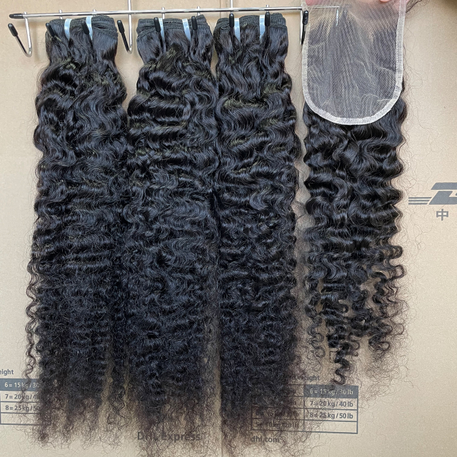 Donors Best Indian Curly Raw Hair with 4x4 Transparent Lace Closure