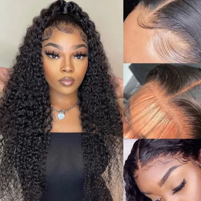 Donors Indian Curly Raw Hair 13x4 Transparent Lace Frontal  Wig
