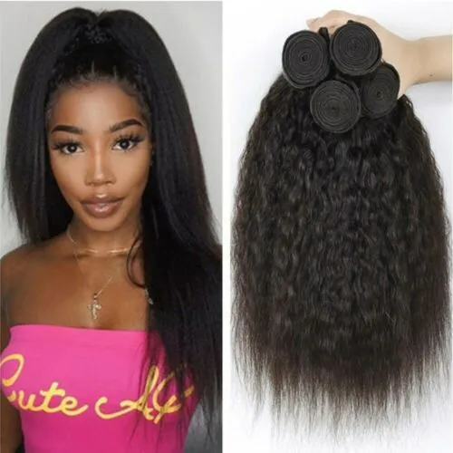 Donors Hair Unprocessed Kinky Straight Mink Hair 3 Pcs for Sew In