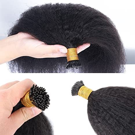 Donors Mink I Tip Hair kinky straight extension 100 roots/pack