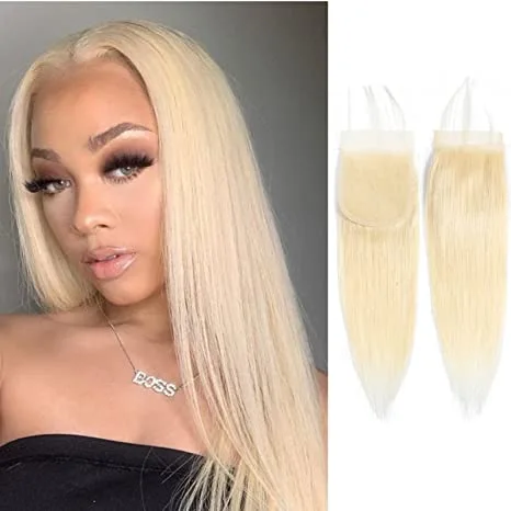 Donors Straight Hair Blonde #613 Color 4x4 Transparent Lace Closure