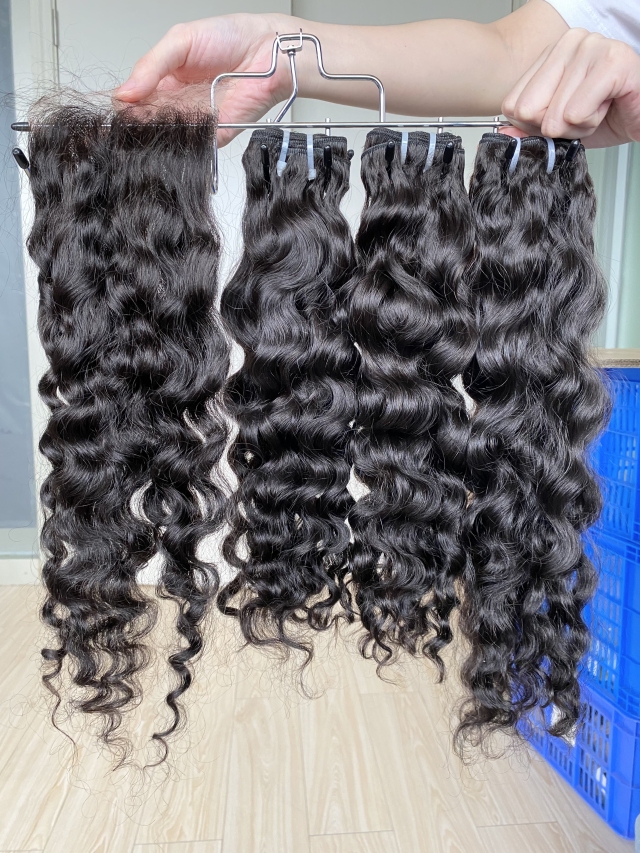 Donors 100% Raw Hair Burmese Curly with 4x4 Transparent Lace Closure