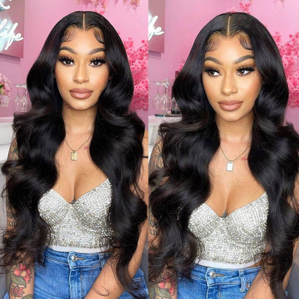 Donors Body Wave Mink Hair 5x5 Transparent Lace Closure Customize Wig