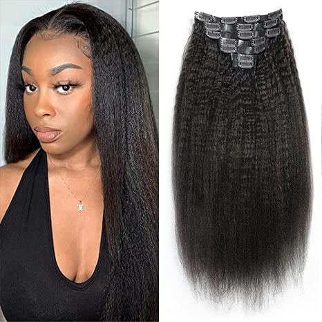 Donors Kinky Straight Mink Hair Seamless Clip-In 100% Hair Extensions 7Pcs/Set