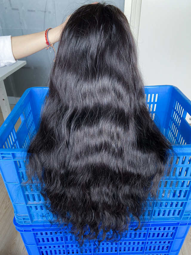 Donors Raw Hair Indian Wavy 4*4 5*5  Full Lace Closure Wig