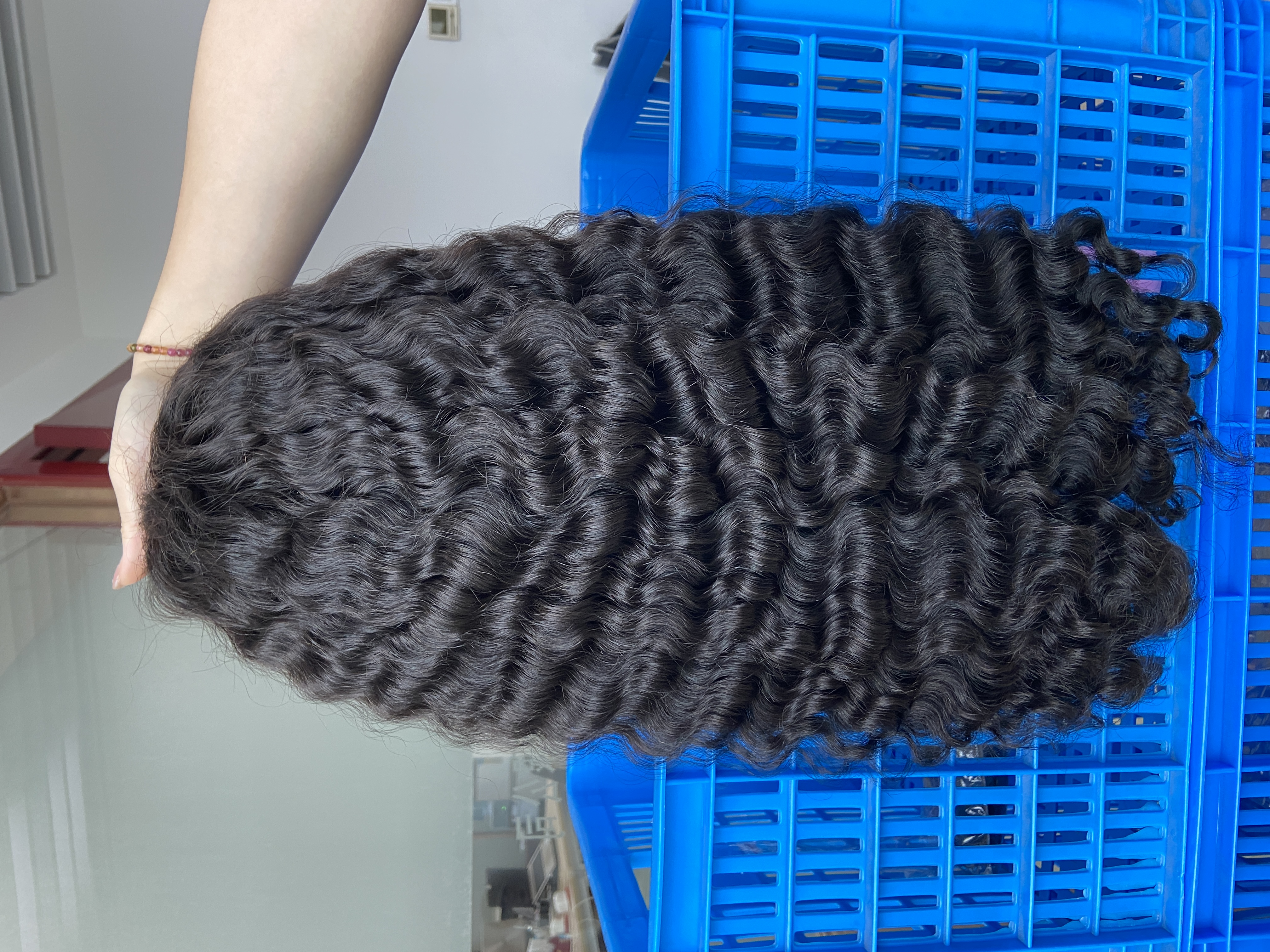 Donors Natural colour Raw Hair Burmese Curly 4*4 5*5 HD / Transparent Full Lace Closure Wig 100%humhair hair