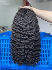 Donors Natural colour Raw Hair Burmese Curly 4*4 5*5 HD / Transparent Full Lace Closure Wig 100%humhair hair