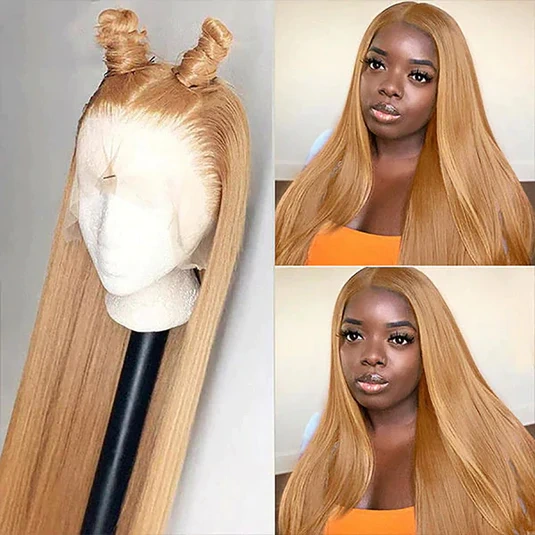 Donors Honey Blonde #27 Straight 4x4/13x4 Lace 100% Human Hair Wig