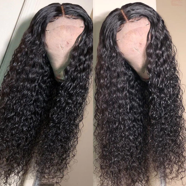 Donors Mink Hair Water Wave 4*4 5x5 Full Closure pre made 100% Human Hair Wig