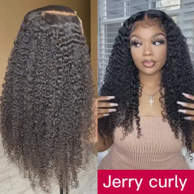 Donors Mink Hair Jerry Curly 4*4 5x5 Full Closure pre made 100% Human Hair Wig