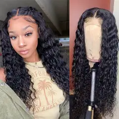 Donors Mink Hair Water Wave 4*4 5x5 Full Closure pre made 100% Human Hair Wig