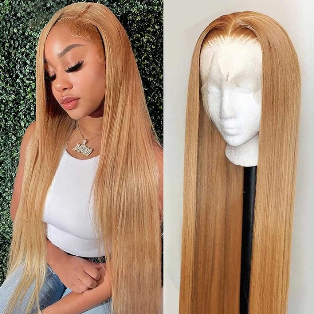 Donors Honey Blonde #27 Straight 4x4/13x4 Lace 100% Human Hair Wig