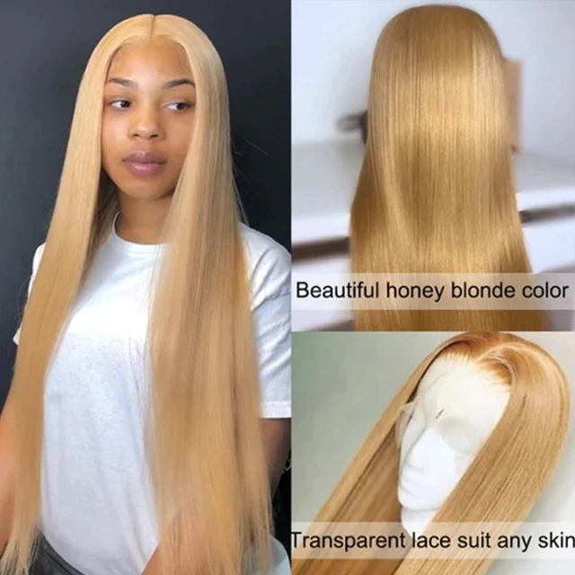 Donors Honey Blonde #27 Straight 4x4/13x4 Lace 100% Human Hair Wig