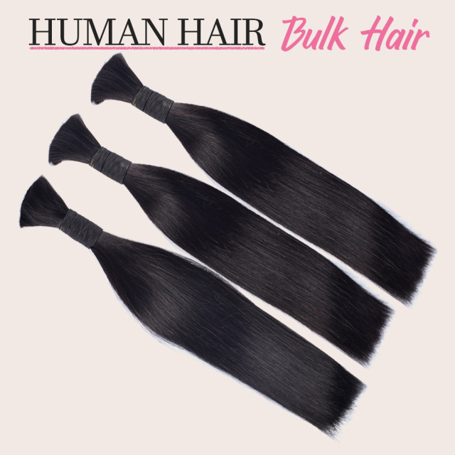 Donors Straight 100% Human Hair Natural Bulk Hair For Braiding Bundles No Weft Braiding Hair Extension