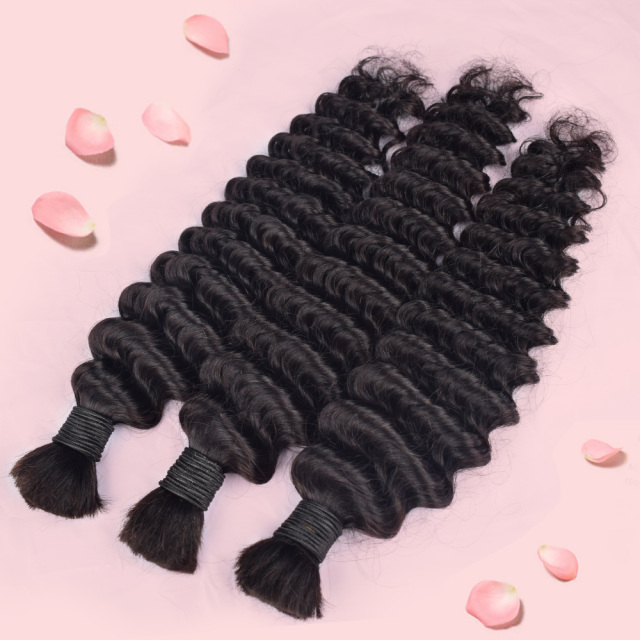 Donors Deep Wave 100% Human Hair Natural Bulk Hair For Braiding Bundles No Weft Braiding Hair Extension