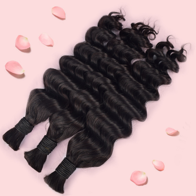 Donors Loose Deep Wave 100% Human Hair Natural Bulk Hair For Braiding Bundles No Weft Braiding Hair Extension