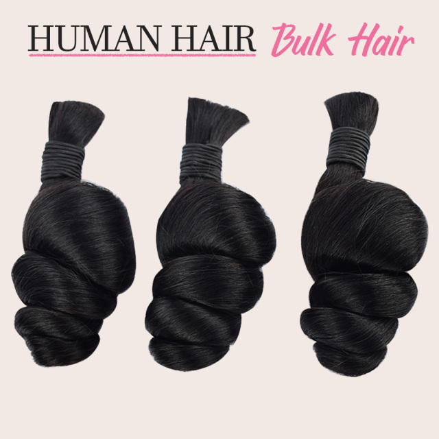 Donors Loose Wave 100% Human Hair Black Bulk Hair For Braiding Bundles No Weft Braiding Hair Extension