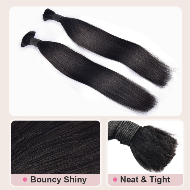 Donors Straight 100% Human Hair Natural Bulk Hair For Braiding Bundles No Weft Braiding Hair Extension