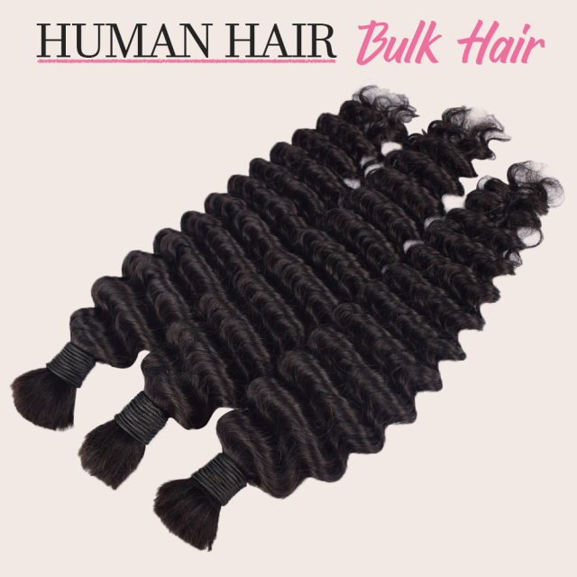Donors Deep Wave 100% Human Hair Natural Bulk Hair For Braiding Bundles No Weft Braiding Hair Extension