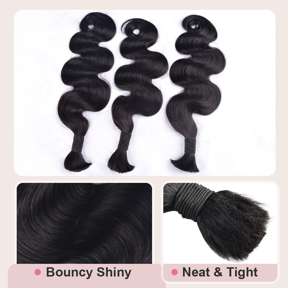 Donors Body Wave 100% Human Hair Natural Bulk Hair For Braiding Bundles No Weft Braiding Hair Extension