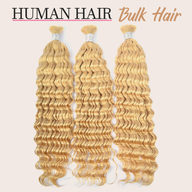 Donors 613 Blonde Deep Wave 100% Human Hair Bulk Hair For Braiding Bundles No Weft Braiding Hair Extension