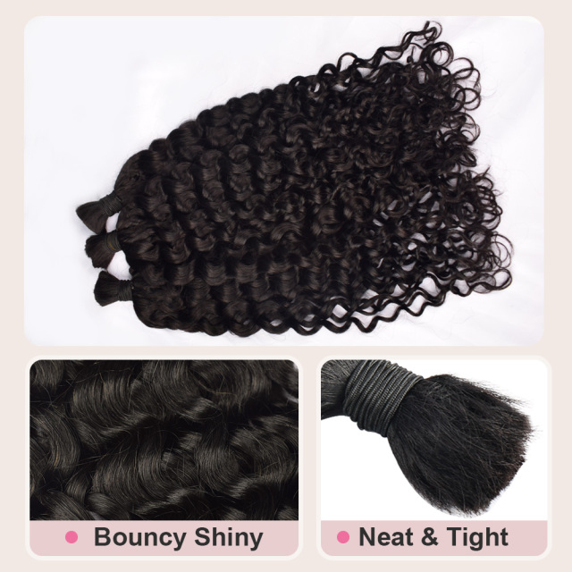 Donors Water Wave 100% Human Hair Natural Bulk Hair For Braiding Bundles No Weft Braiding Hair Extension