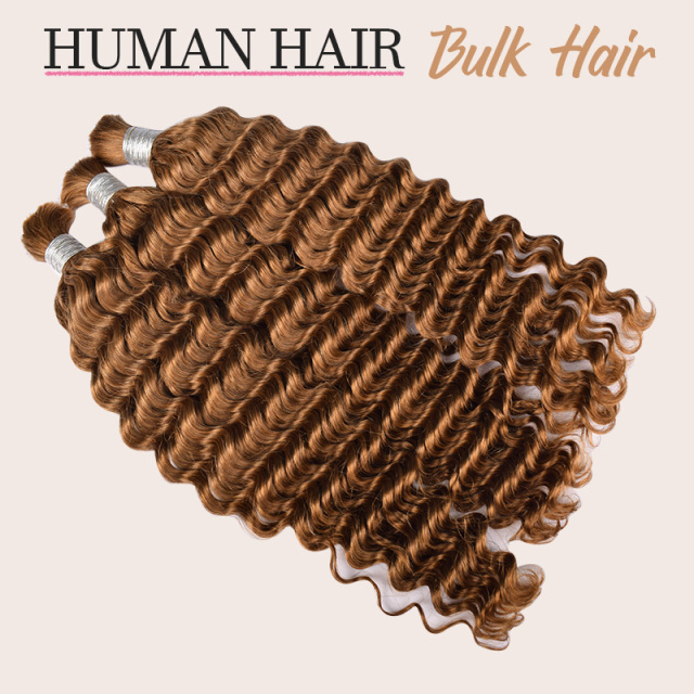Donors Deep Wave 30# 100% Human Hair Bulk Hair For Braiding Bundles No Weft Braiding Hair Extension