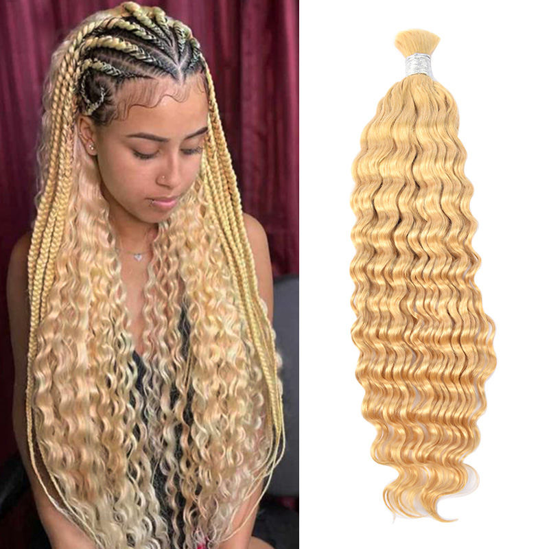 Donors 613 Blonde Deep Wave 100% Human Hair Bulk Hair For Braiding Bundles No Weft Braiding Hair Extension