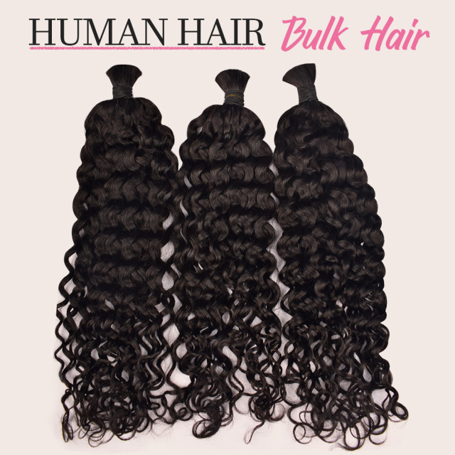 Donors Water Wave 100% Human Hair Natural Bulk Hair For Braiding Bundles No Weft Braiding Hair Extension